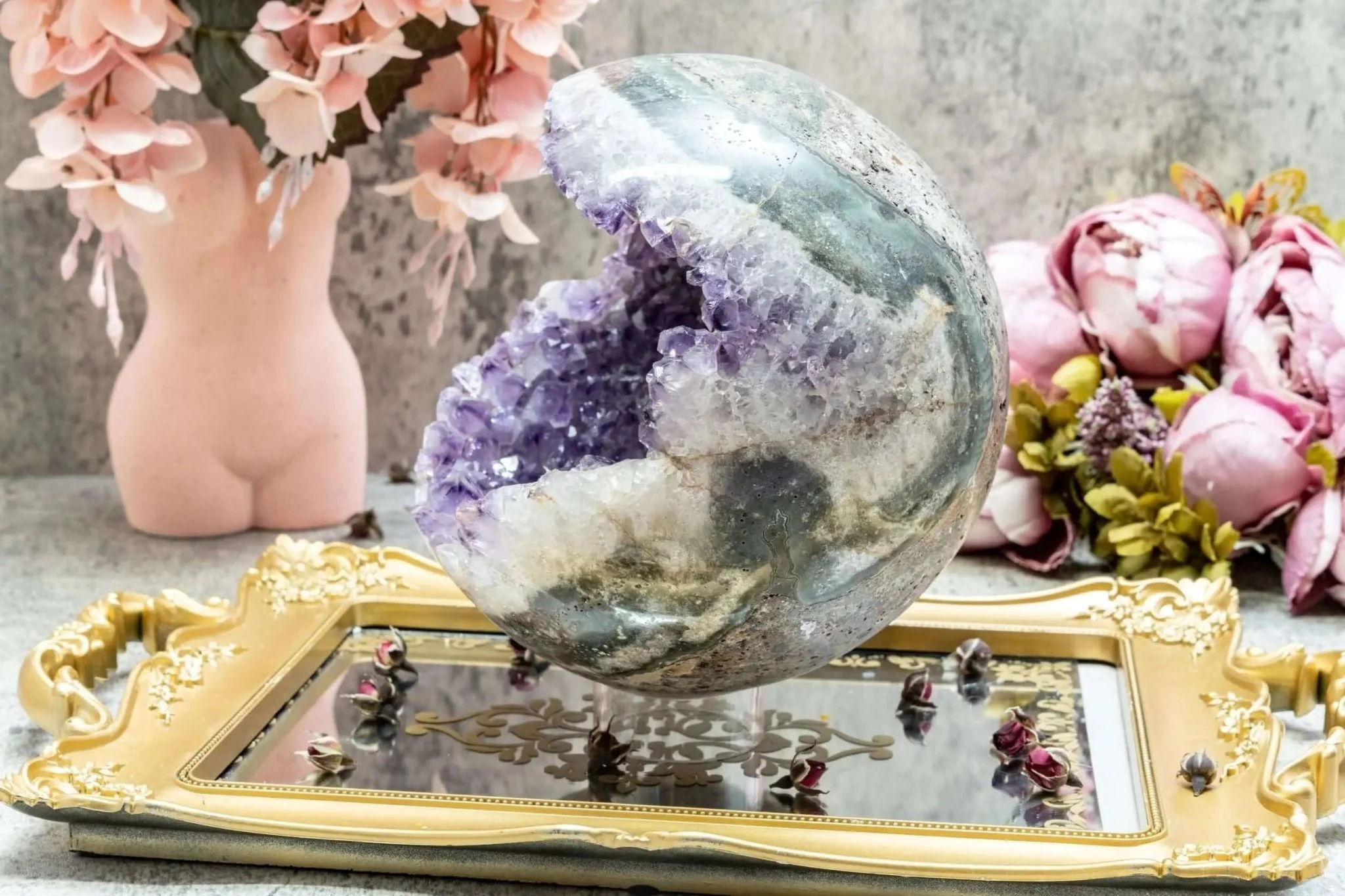 10 lb Brazilian Amethyst Open Mouth Geode Sphere - Image 3