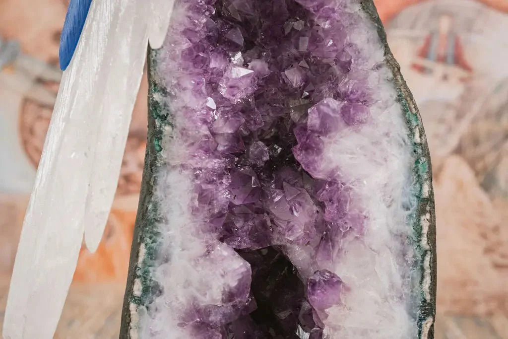 3 Ft Clear Quartz Crystal Parrot On Amethyst Cathedral - Image 12