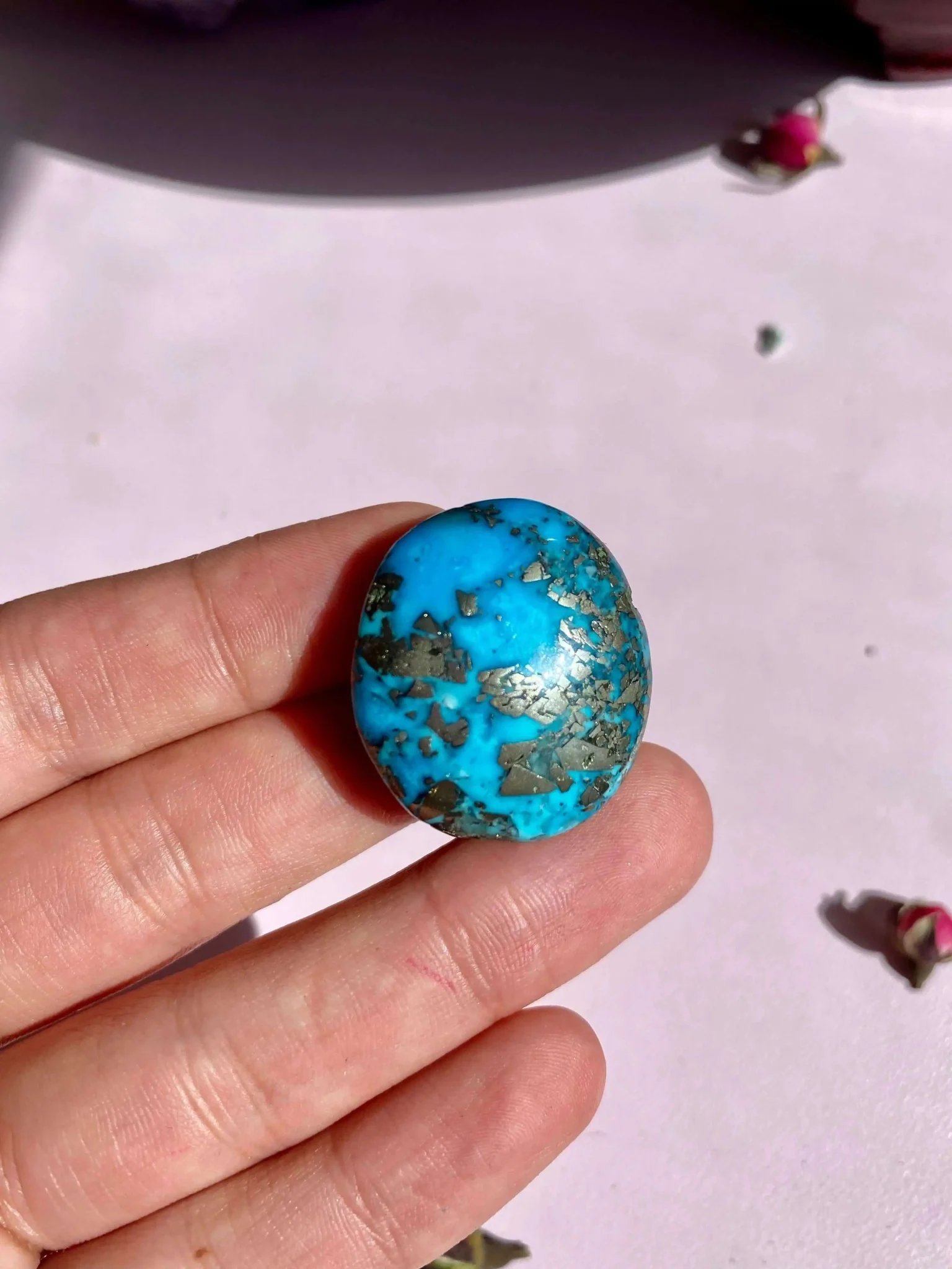 Authentic Morenci Turquoise Cabochon With Pyrite Inclusions - Image 3