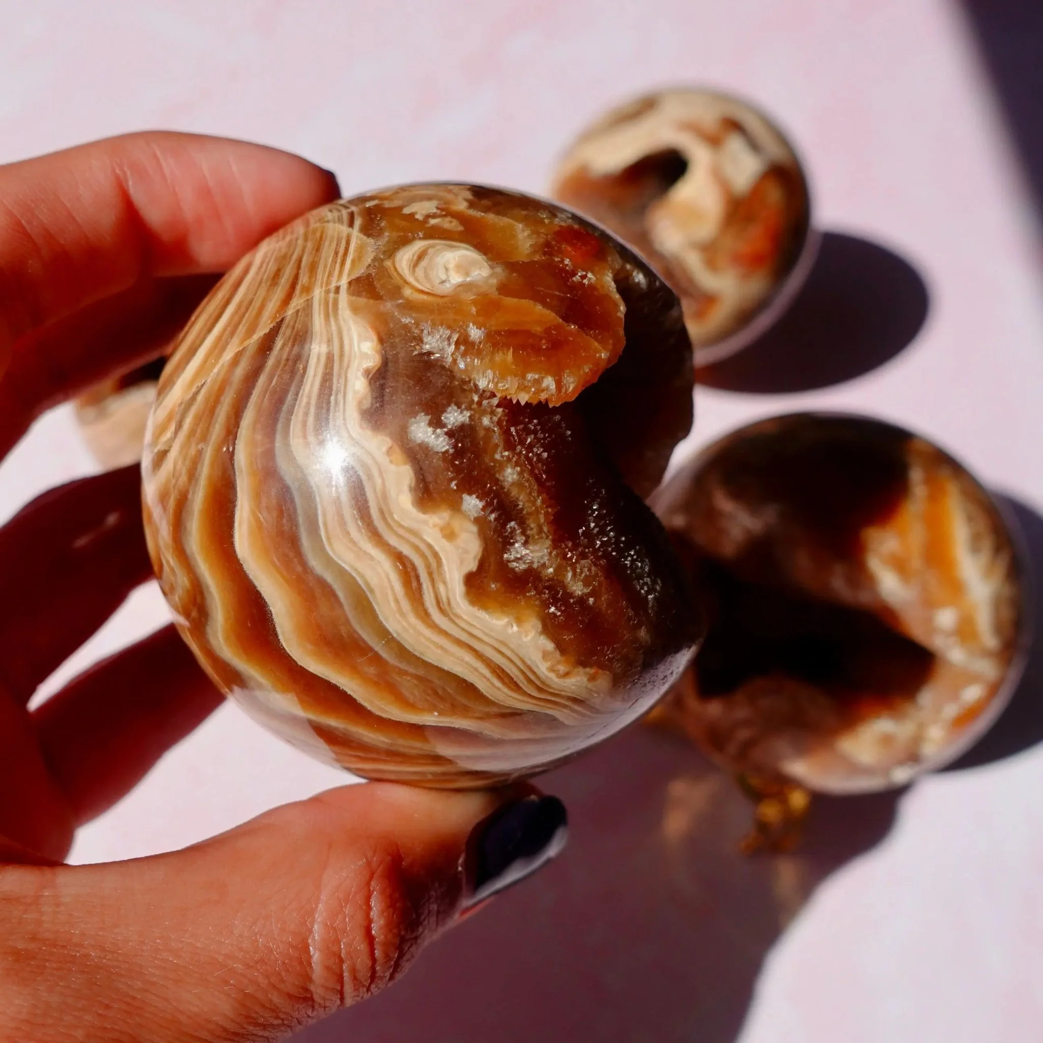 Druzy Chocolate Brown Aragonite Spheres - Image 5