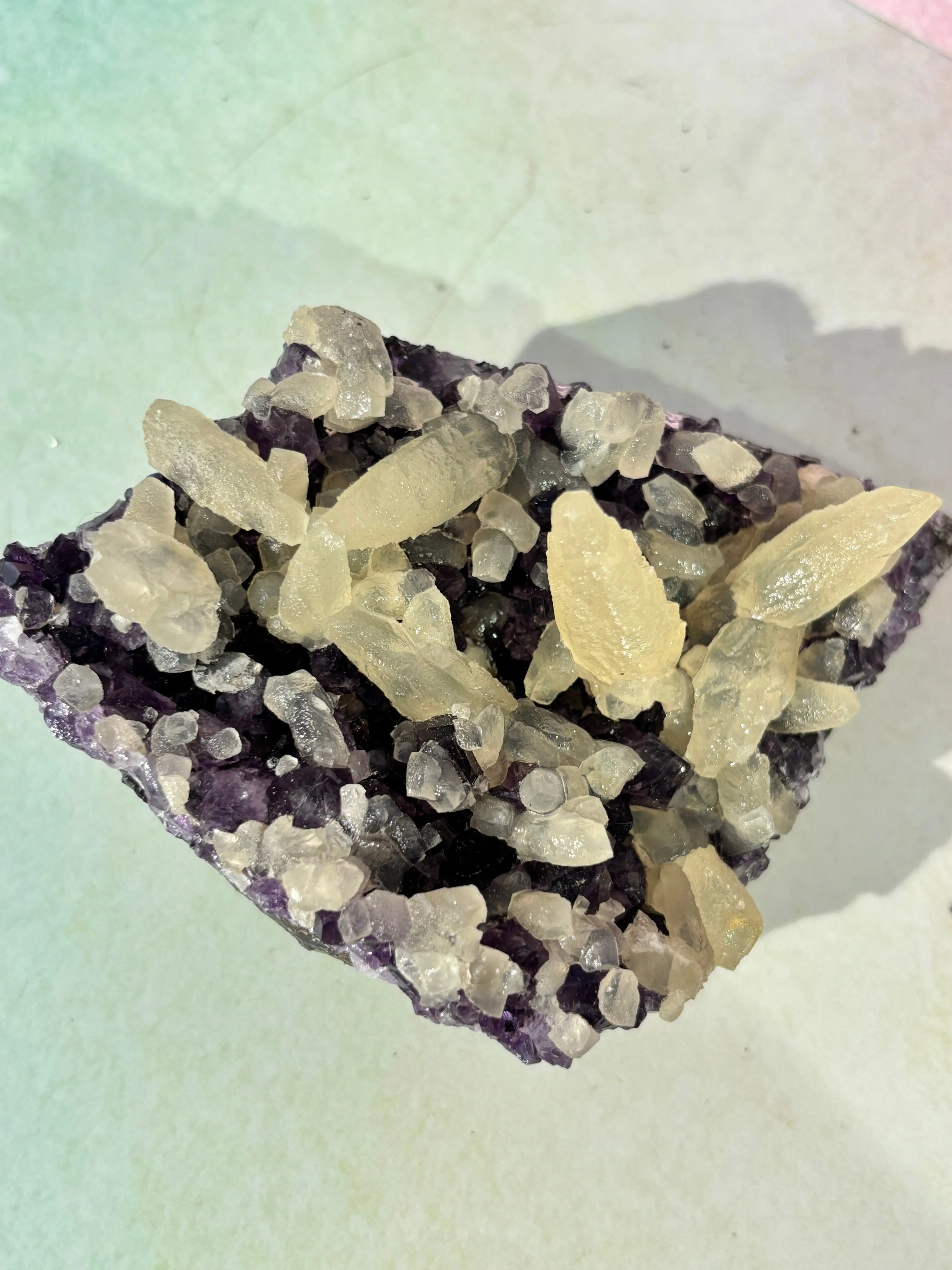 Dreamscape Amethyst Cluster with Calcite Formations - Image 3