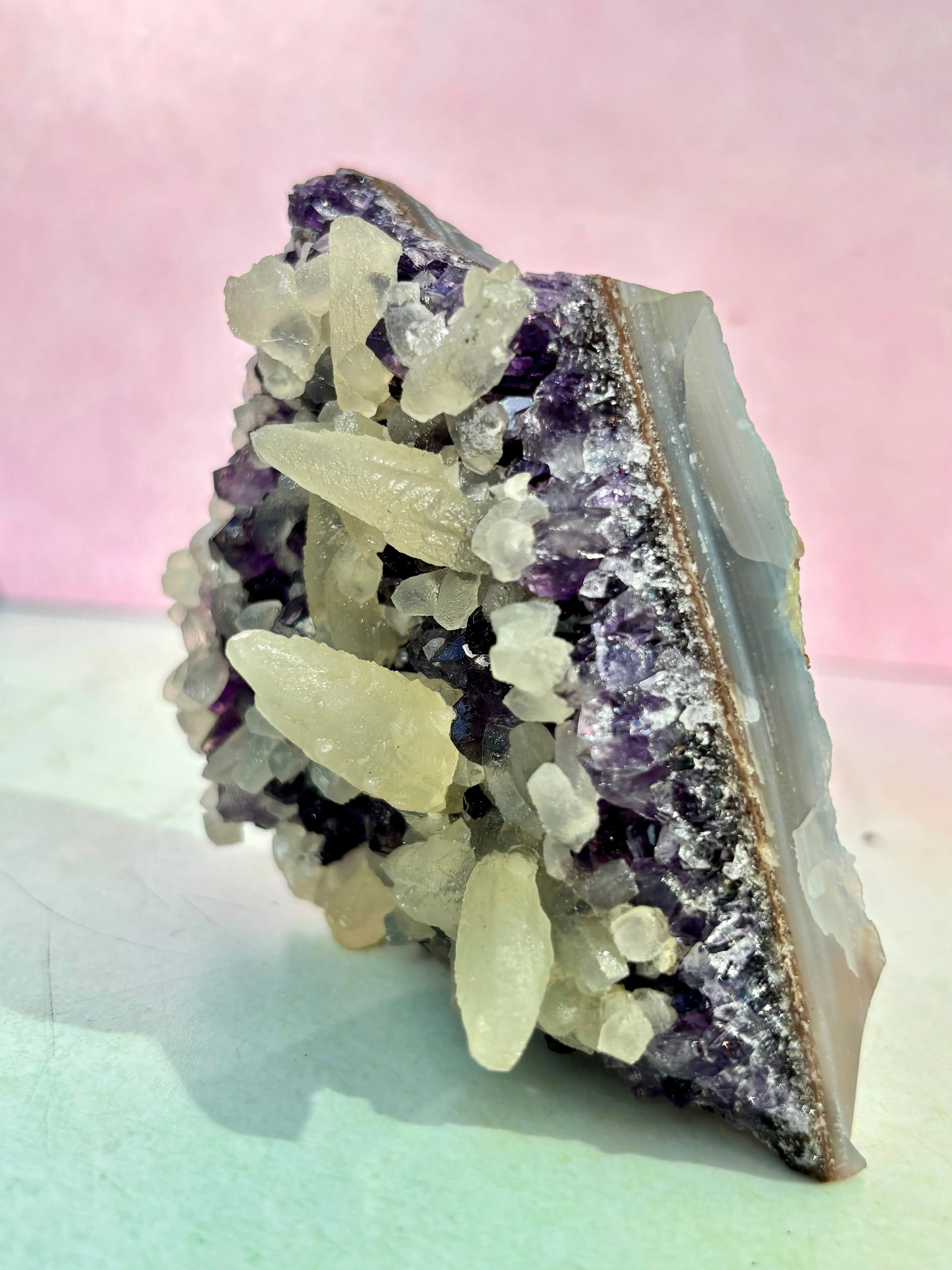 Dreamscape Amethyst Cluster with Calcite Formations - Image 4