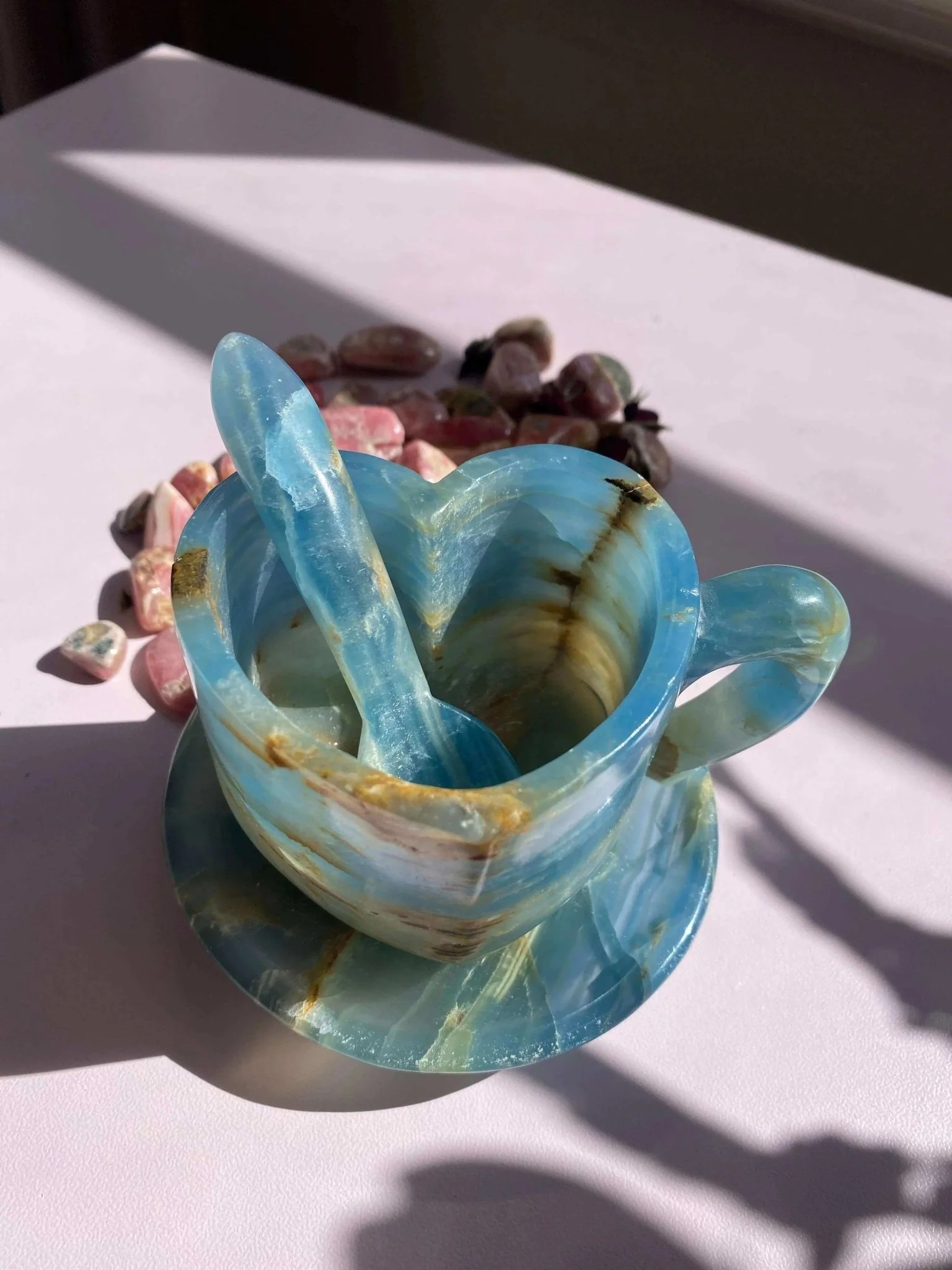 Lemurian Calcite (Blue Onyx) Tea Cups Set - Image 13