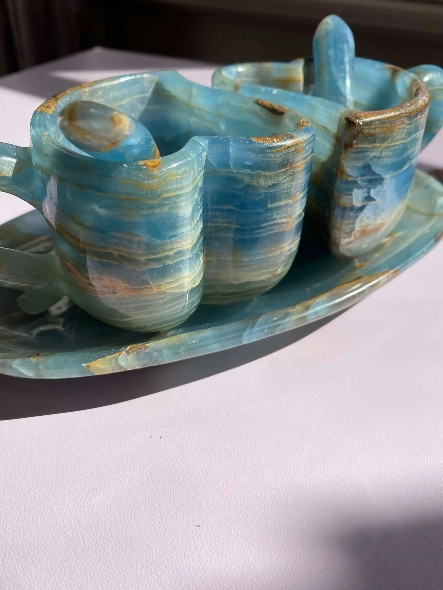 Lemurian Calcite (Blue Onyx) Tea Cups Set - Image 14