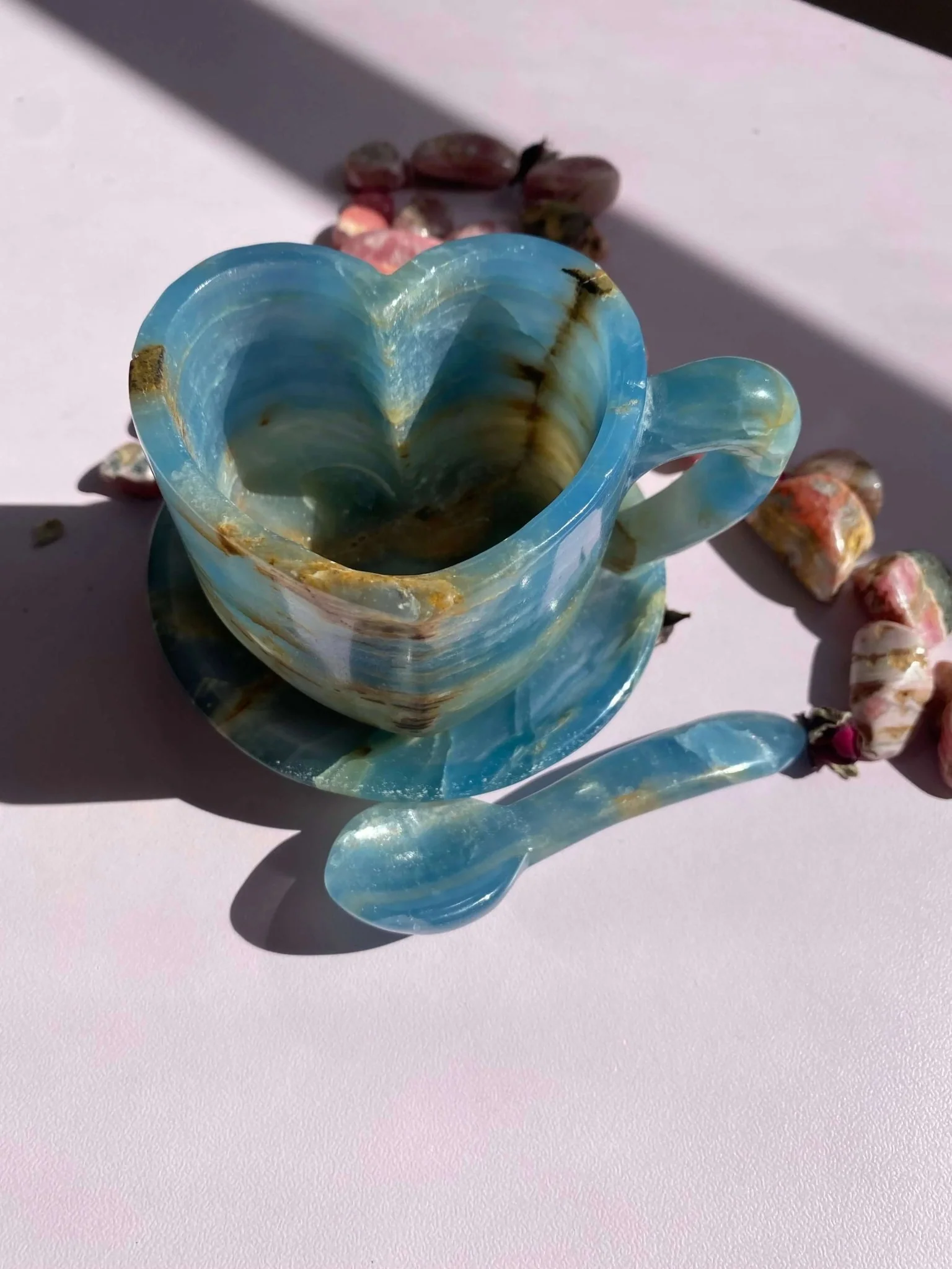 Lemurian Calcite (Blue Onyx) Tea Cups Set - Image 5