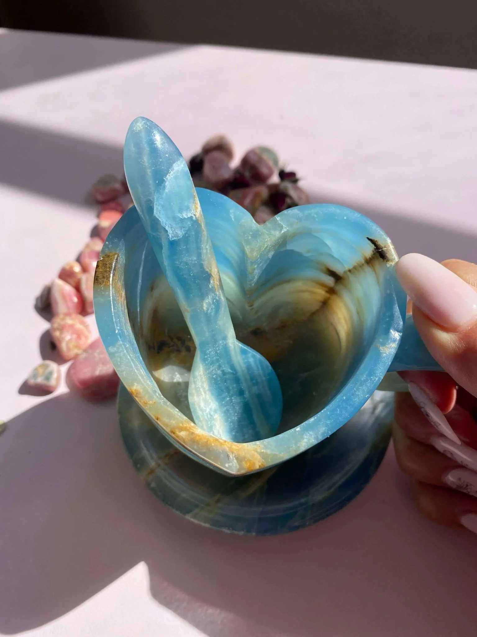 Lemurian Calcite (Blue Onyx) Tea Cups Set - Image 6
