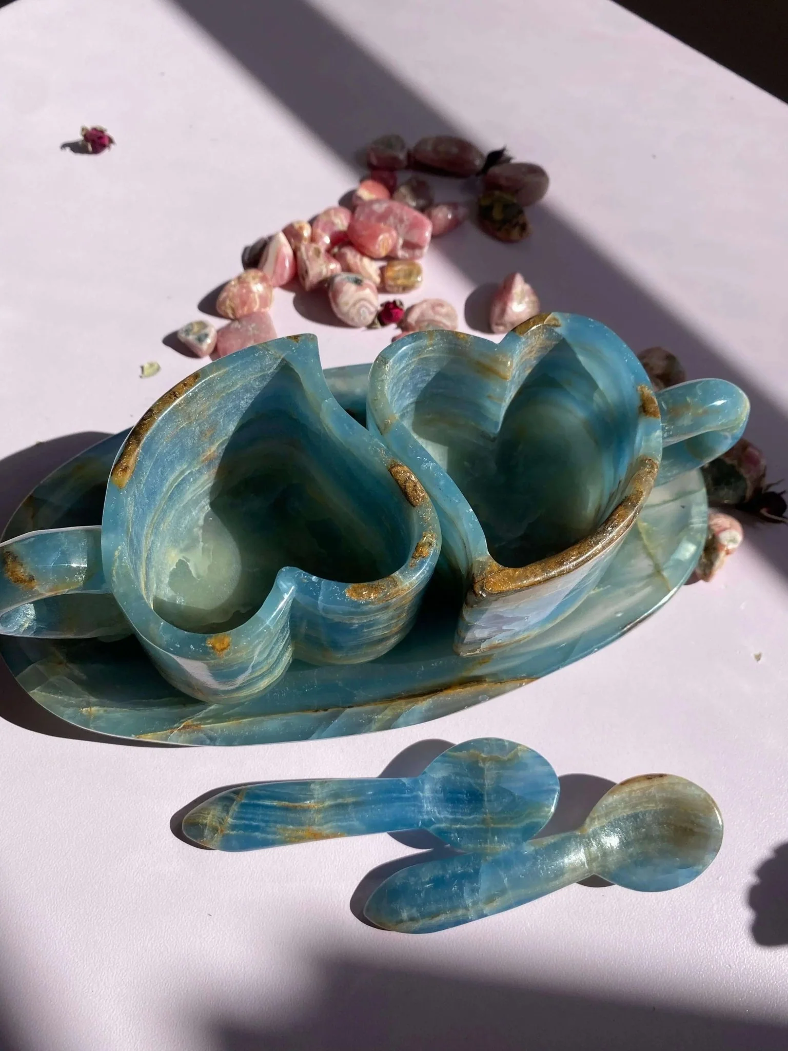 Lemurian Calcite (Blue Onyx) Tea Cups Set - Image 8