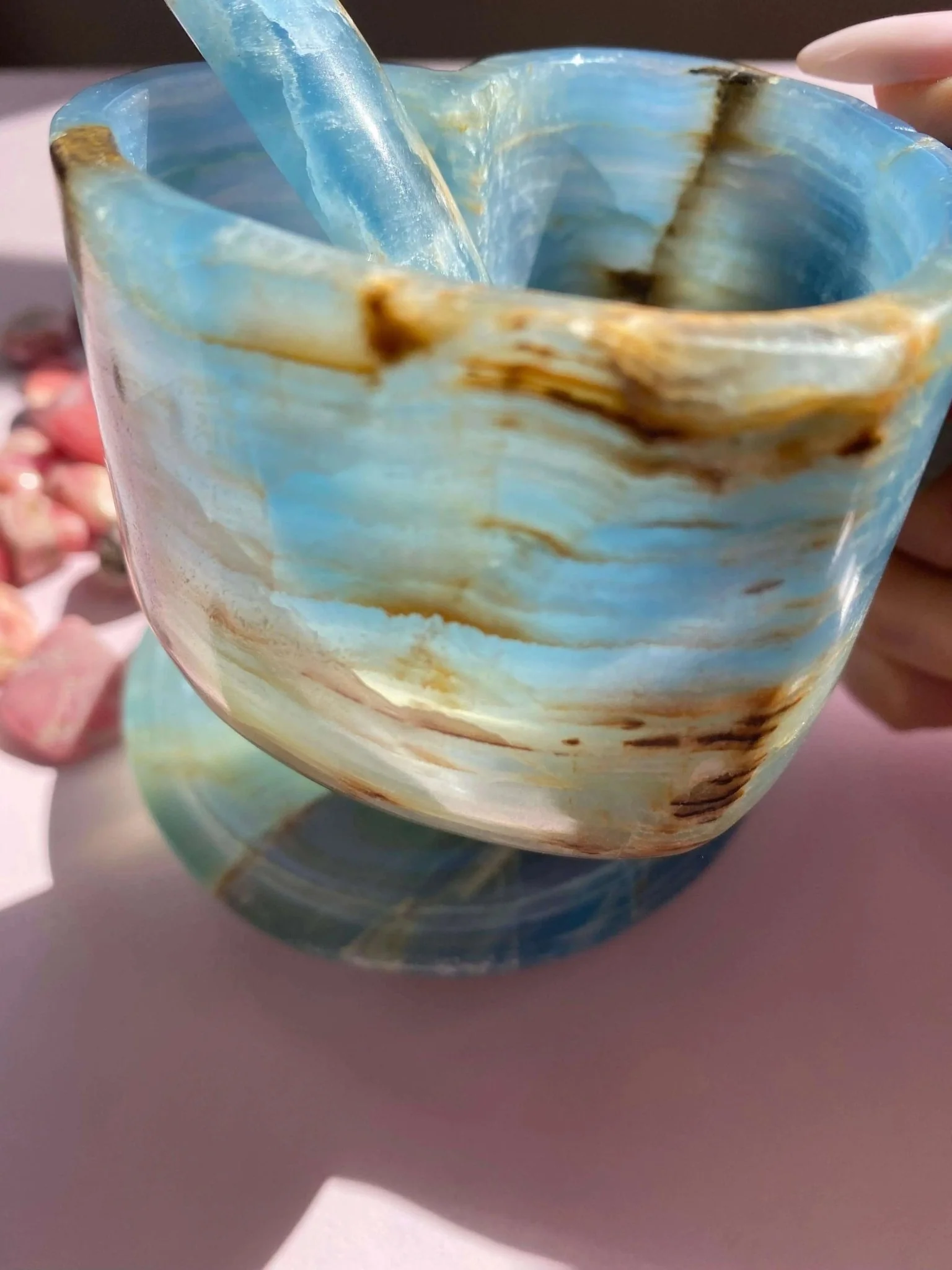 Lemurian Calcite (Blue Onyx) Tea Cups Set - Image 9