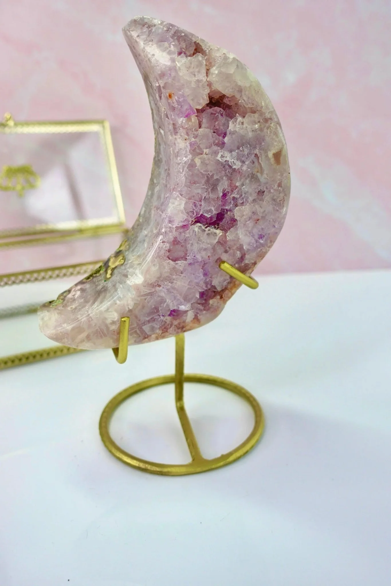 Pink Amethyst Moons With Gold Base - Image 3