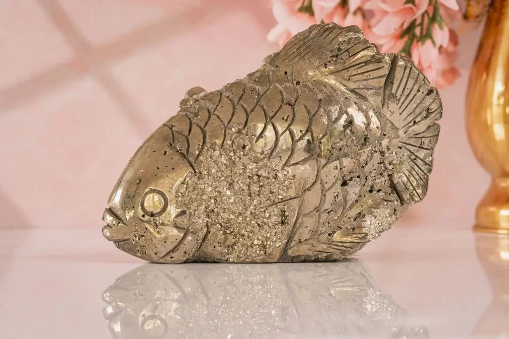 4.6 lb Drusy Pyrite Crystal Carving - Image 4