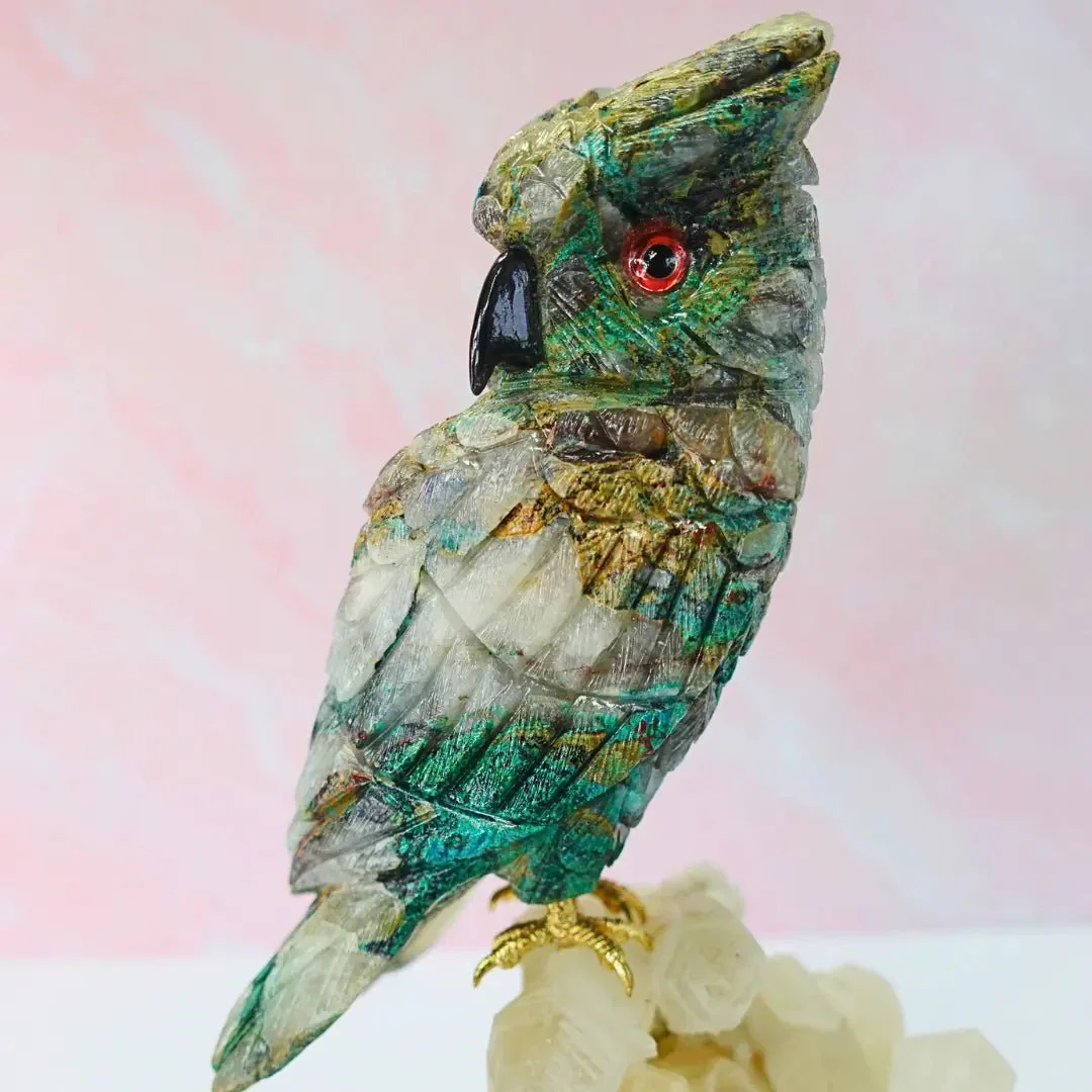 Quantum Quattro Crystal Owl Figurine on Clear Quartz Base - Image 3