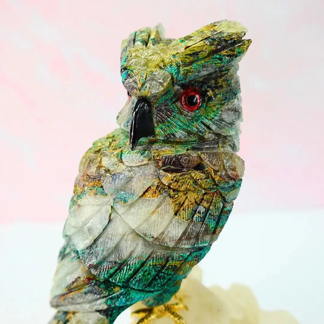 Quantum Quattro Crystal Owl Figurine on Clear Quartz Base - Image 4